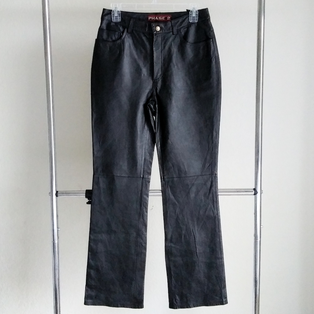 Vintage Genuine Black Leather Pants